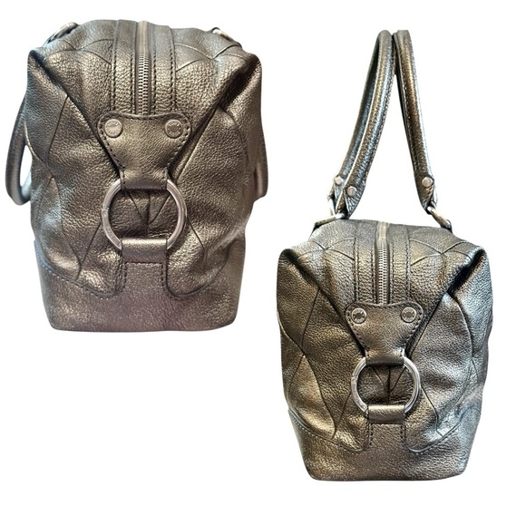 TOD’S Gunmetal Metallic Leather Lux 2 Manici Media Patchwork Bag - Picture 9 of 11